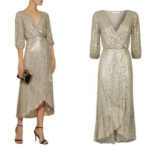 Rachel gilbert lovelle wrap beaded midi dress NO OFFERS CONSIDERED